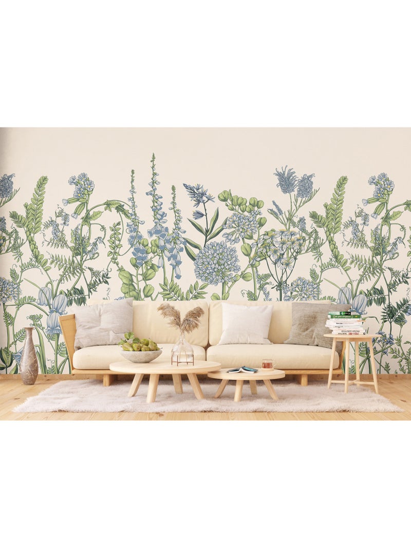 Papier peint intissé - Fleurs de vesce sur fond beige - 375x270 cm Multicolore - Kiabi