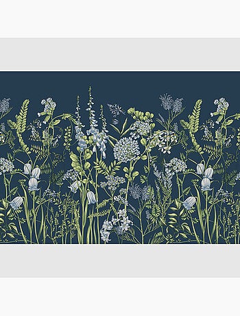 Papier peint intissé - Fleurs de vesce sur fond bleu de Prusse - 375x270 cm