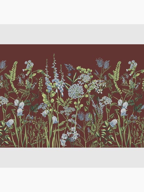 Papier peint intissé - Fleurs de vesce sur fond rouge bordeaux - 375x270 cm - Kiabi