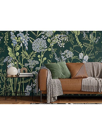Papier peint intissé - Fleurs de vesce sur fond vert Brunswick - 375x270 cm