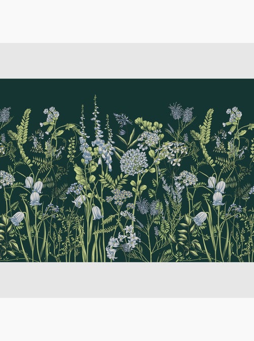 Papier peint intissé - Fleurs de vesce sur fond vert Brunswick - 375x270 cm - Kiabi