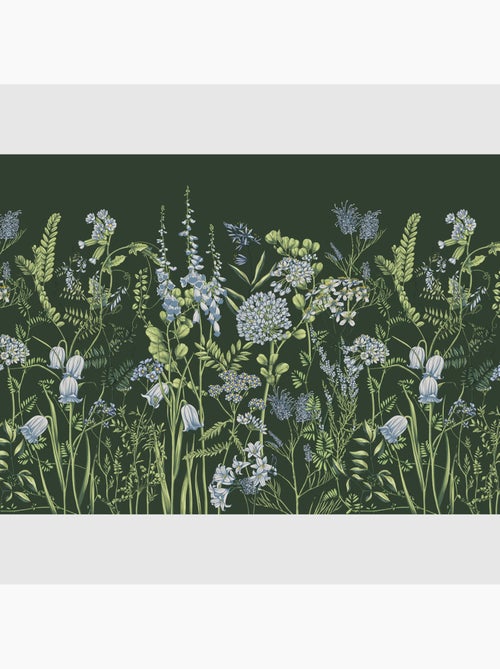 Papier peint intissé - Fleurs de vesce sur fond vert olive - 375x270 cm - Kiabi