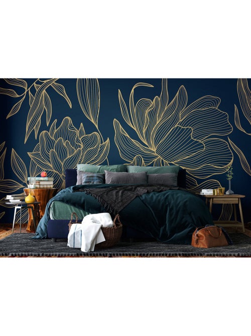 Papier peint intissé - Fleurs ondulées - 375x270 cm - Kiabi