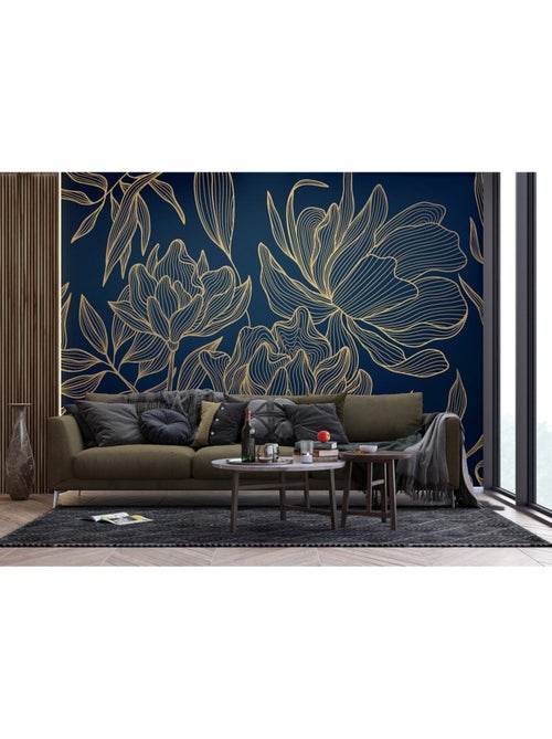 Papier peint intissé - Fleurs ondulées - 375x270 cm - Kiabi