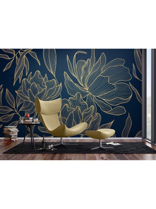 Papier peint intissé - Fleurs ondulées - 375x270 cm - Kiabi