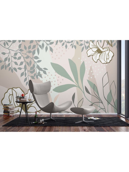 Papier peint intissé - Fleurs vectorielles - 375x270 cm - Kiabi