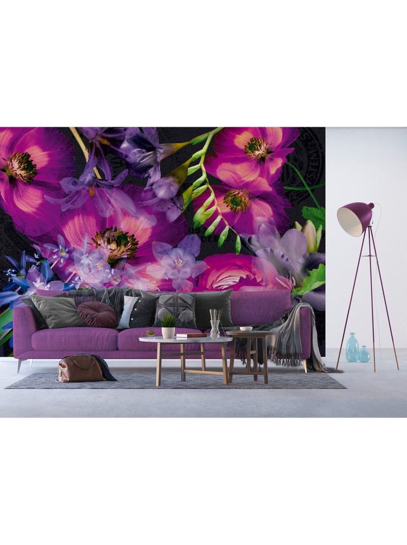 Papier peint intissé - Fleurs violettes - 360x270 cm Multicolore - Kiabi