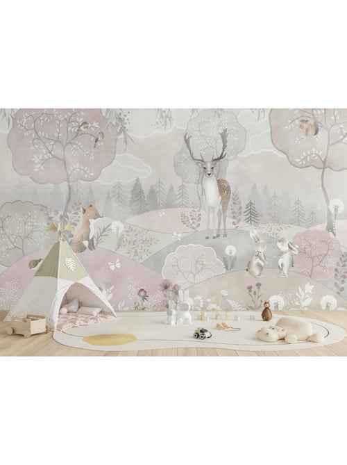 Papier peint intissé - Forêt pastel - 375x270 cm - Kiabi