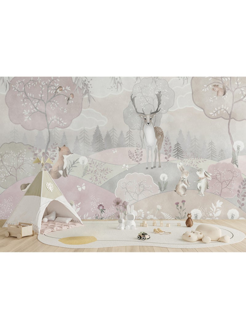 Papier peint intissé - Forêt pastel - 375x270 cm Multicolore - Kiabi