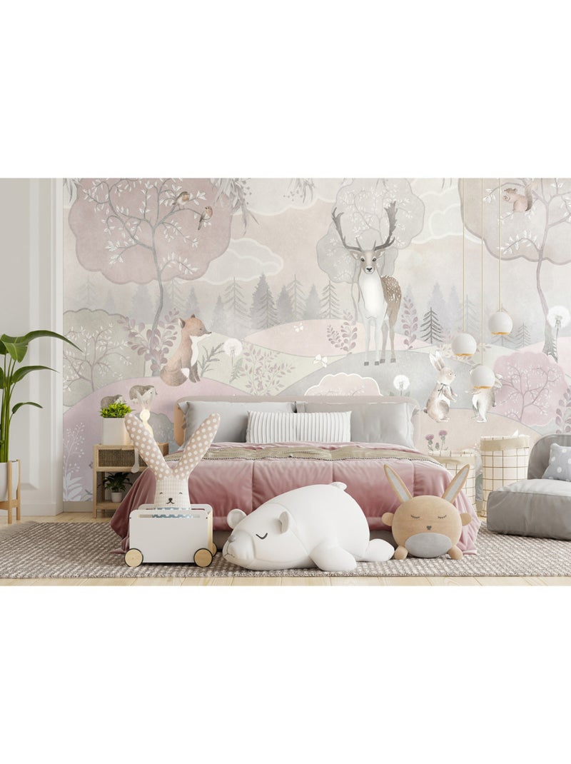 Papier peint intissé - Forêt pastel - 375x270 cm Multicolore - Kiabi