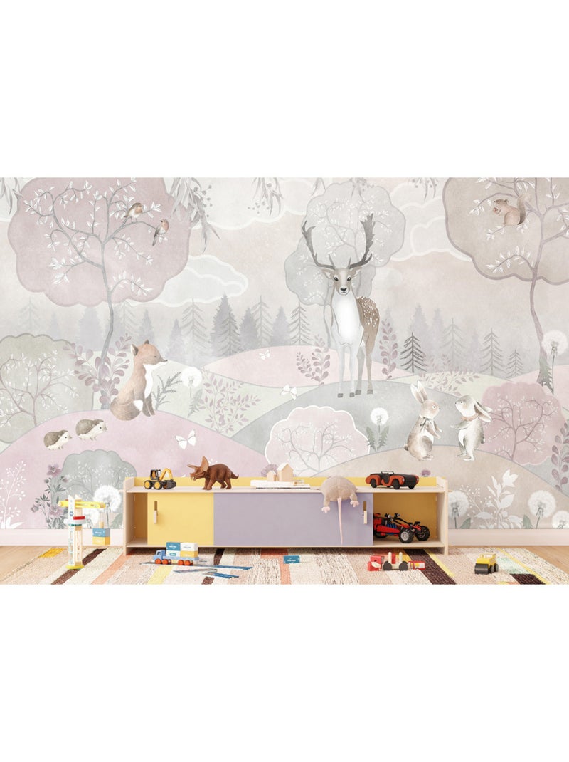 Papier peint intissé - Forêt pastel - 375x270 cm Multicolore - Kiabi