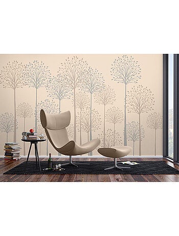Papier peint intissé - Grands arbres sur fond beige - 375x270 cm