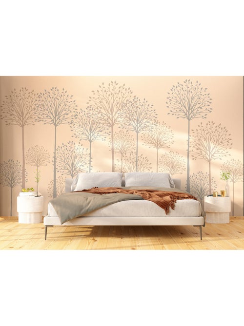 Papier peint intissé - Grands arbres sur fond beige - 375x270 cm - Kiabi