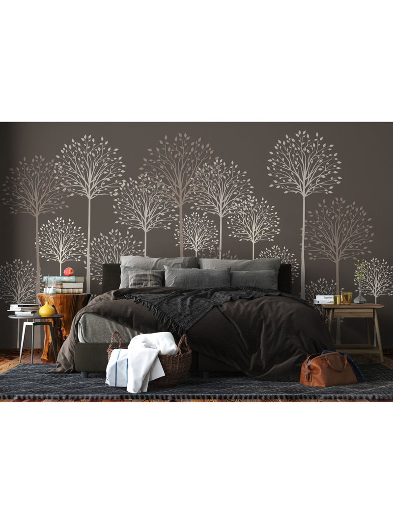 Papier peint intissé - Grands arbres sur fond gris - 375x270 cm Multicolore - Kiabi