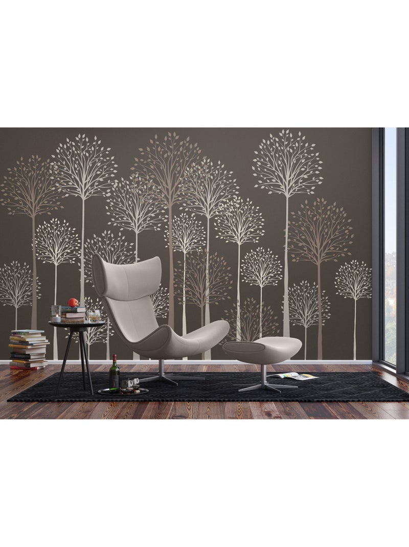 Papier peint intissé - Grands arbres sur fond gris - 375x270 cm Multicolore - Kiabi