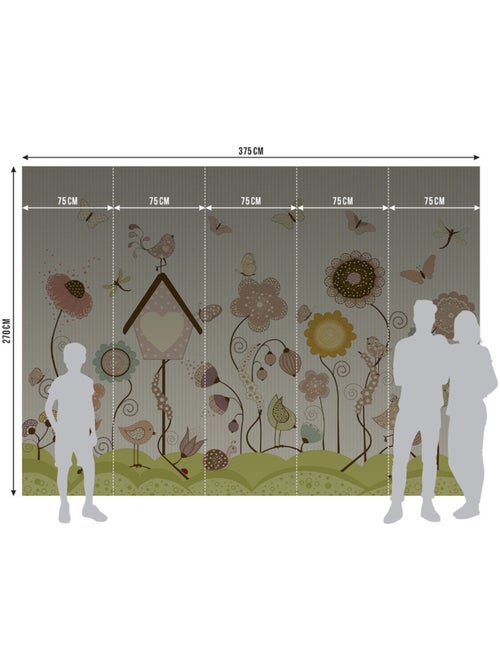 Papier peint intissé - Jardin vert ensoleillé - 375x270 cm - Kiabi