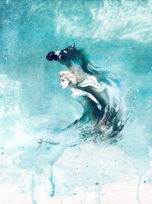 Papier Peint Intissé - La Reine des Neiges 2 Disney Elsa et l'esprit de l'eau 250 cm x 250 cm - Kiabi