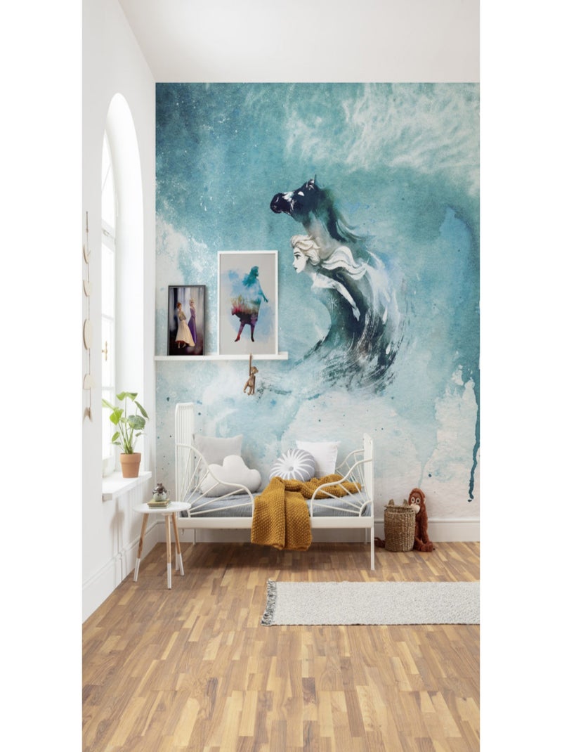Papier Peint Intissé - La Reine des Neiges 2 Disney Elsa et l'esprit de l'eau 250 cm x 250 cm Multicolore - Kiabi