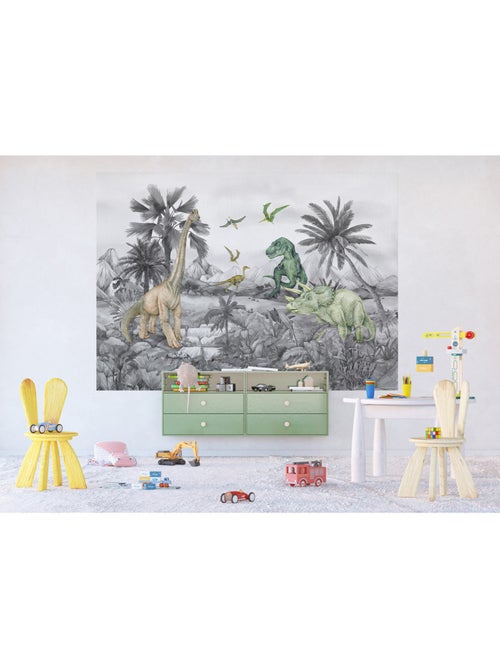 Papier peint intissé - Le monde des dinosaures délavé - 252x182 cm - Kiabi