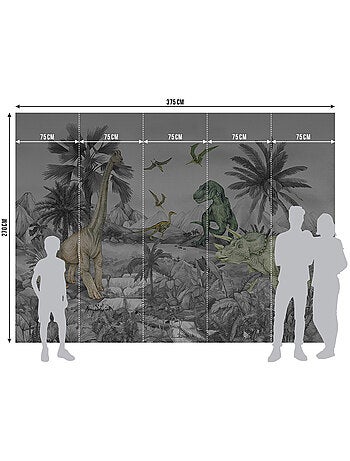Papier peint intissé - Le monde des dinosaures délavé - 375x270 cm