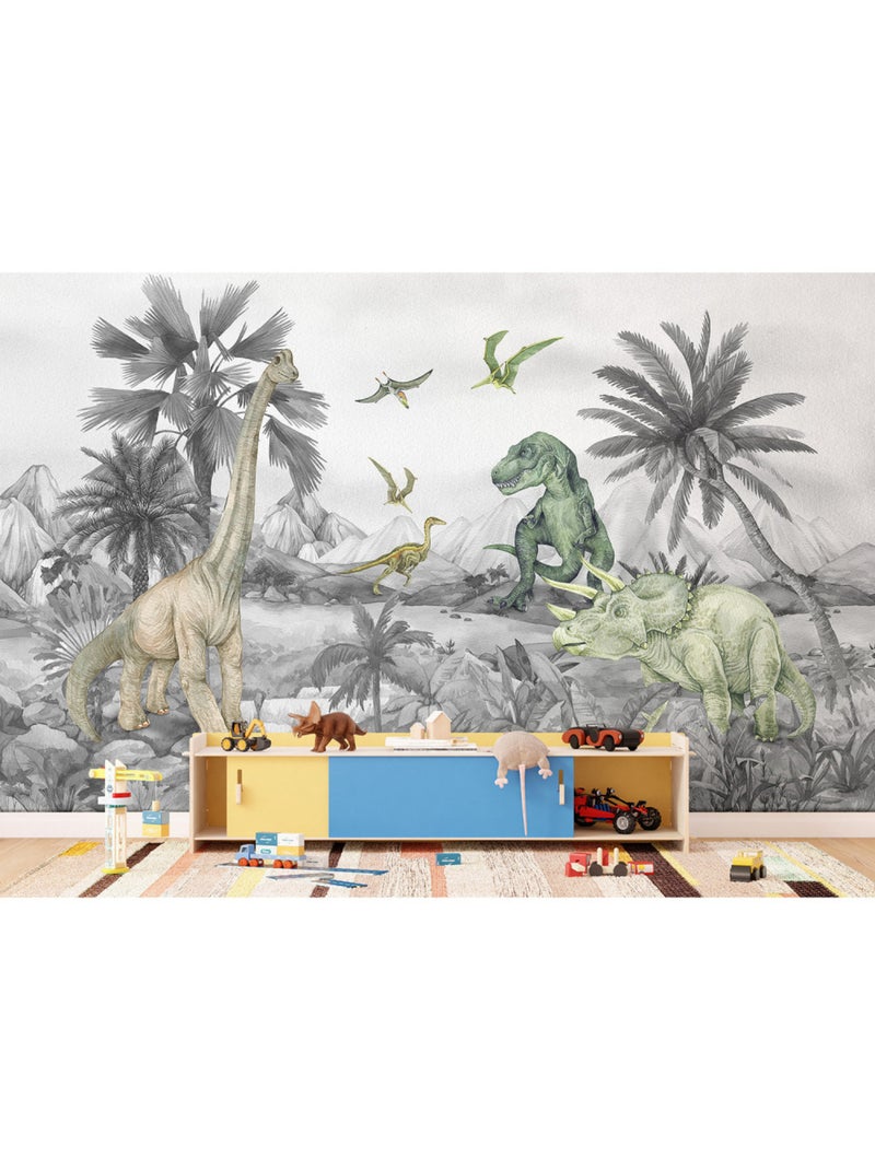Papier peint intissé - Le monde des dinosaures délavé - 375x270 cm Multicolore - Kiabi