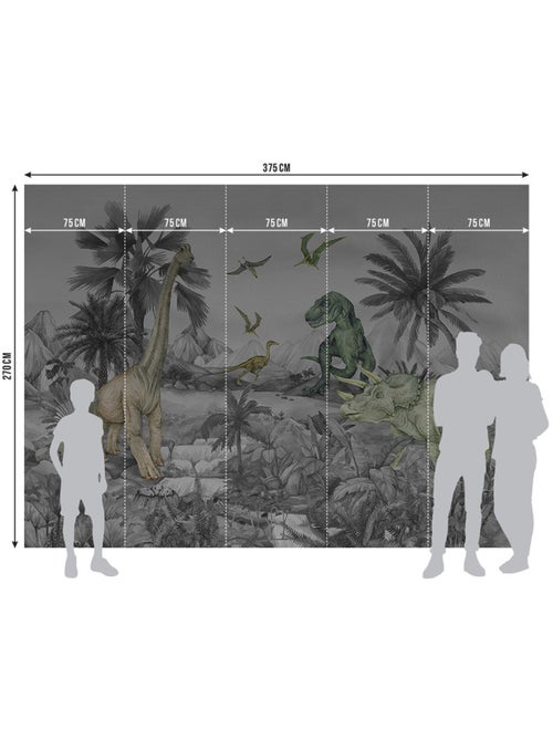 Papier peint intissé - Le monde des dinosaures délavé - 375x270 cm - Kiabi