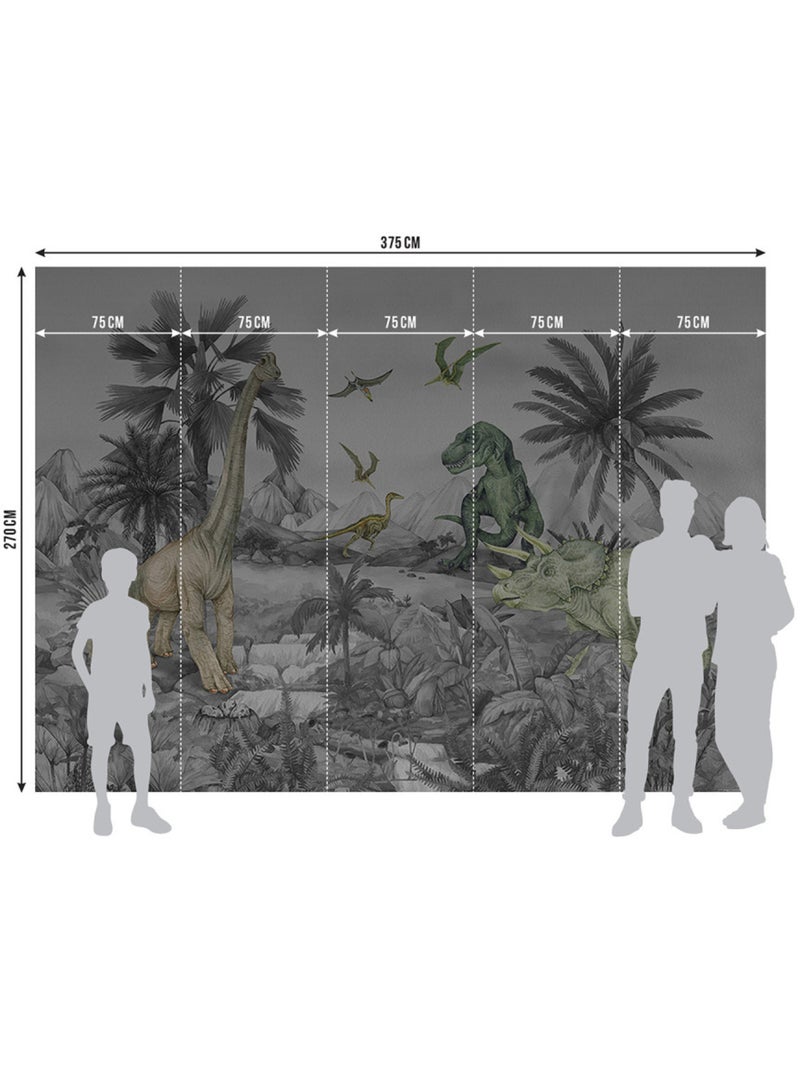 Papier peint intissé - Le monde des dinosaures délavé - 375x270 cm Multicolore - Kiabi