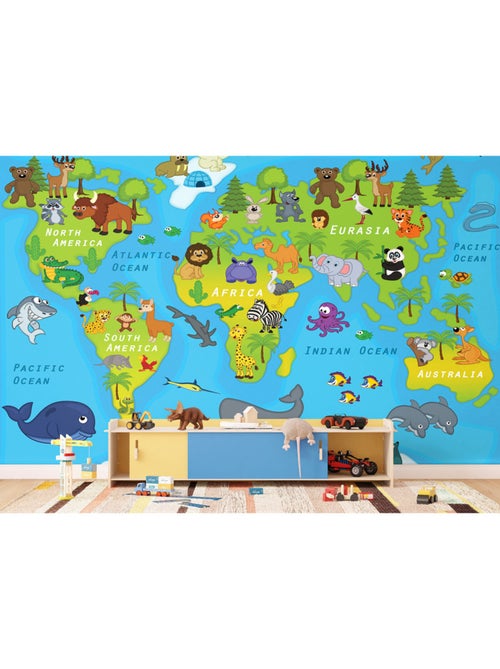 Papier peint intissé - Les amis du monde des dessins animés - 375x270 cm - Kiabi