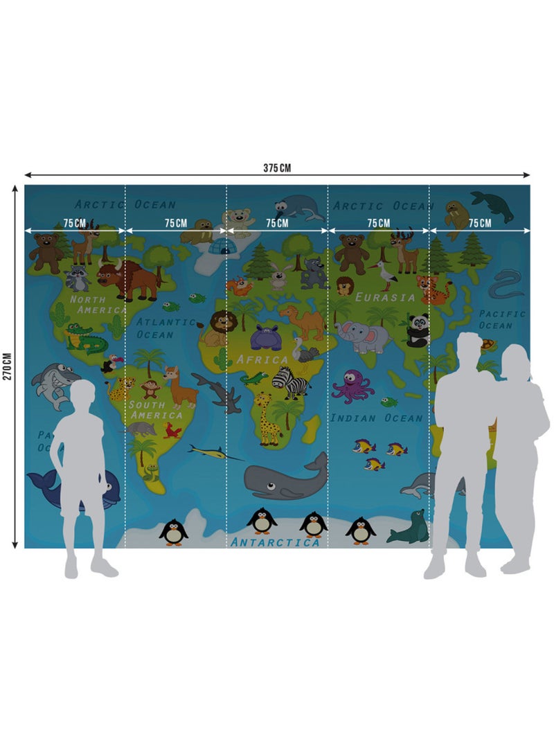 Papier peint intissé - Les amis du monde des dessins animés - 375x270 cm Multicolore - Kiabi