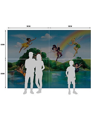 Papier peint intissé - Les fées Disney sous l'arc-en-ciel - 360x254 cm