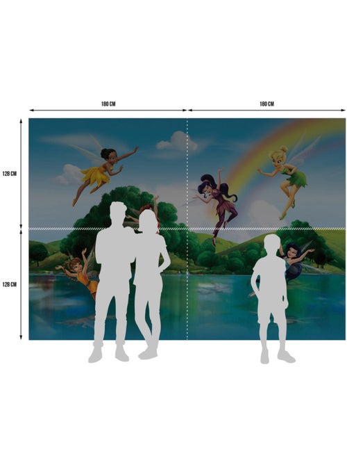 Papier peint intissé - Les fées Disney sous l'arc-en-ciel - 360x254 cm - Kiabi