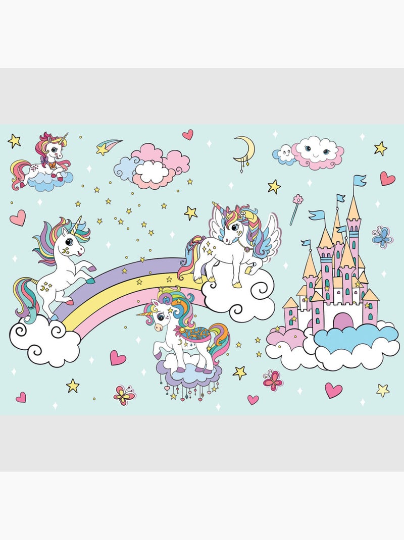 Papier peint intissé - Licornes bleues dans le ciel - 375x270 cm Multicolore - Kiabi