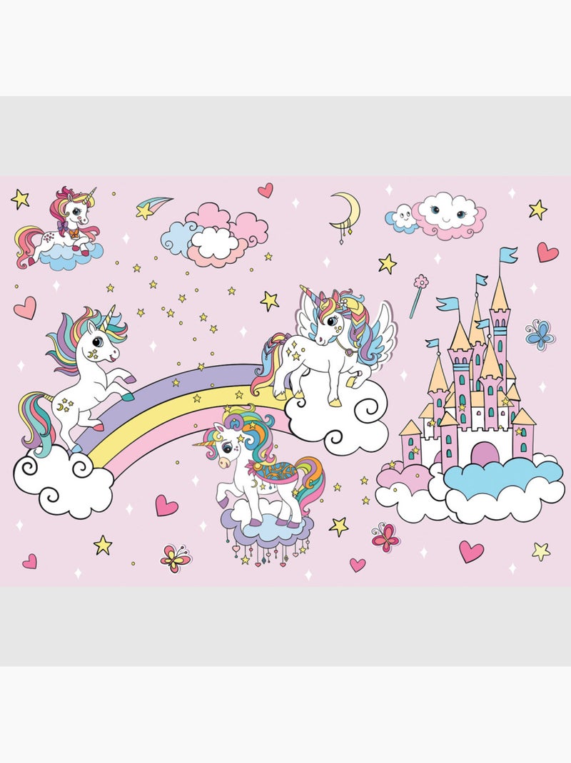 Papier peint intissé - Licornes roses dans le ciel - 375x270 cm Multicolore - Kiabi