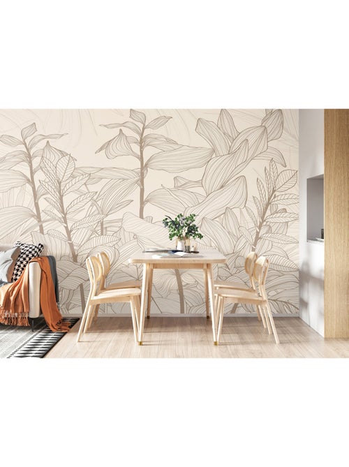 Papier peint intissé - Lignes tropicales sans couture - 375x270 cm - Kiabi