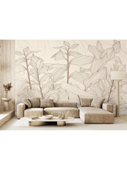 Papier peint intissé - Lignes tropicales sans couture - 375x270 cm - Kiabi