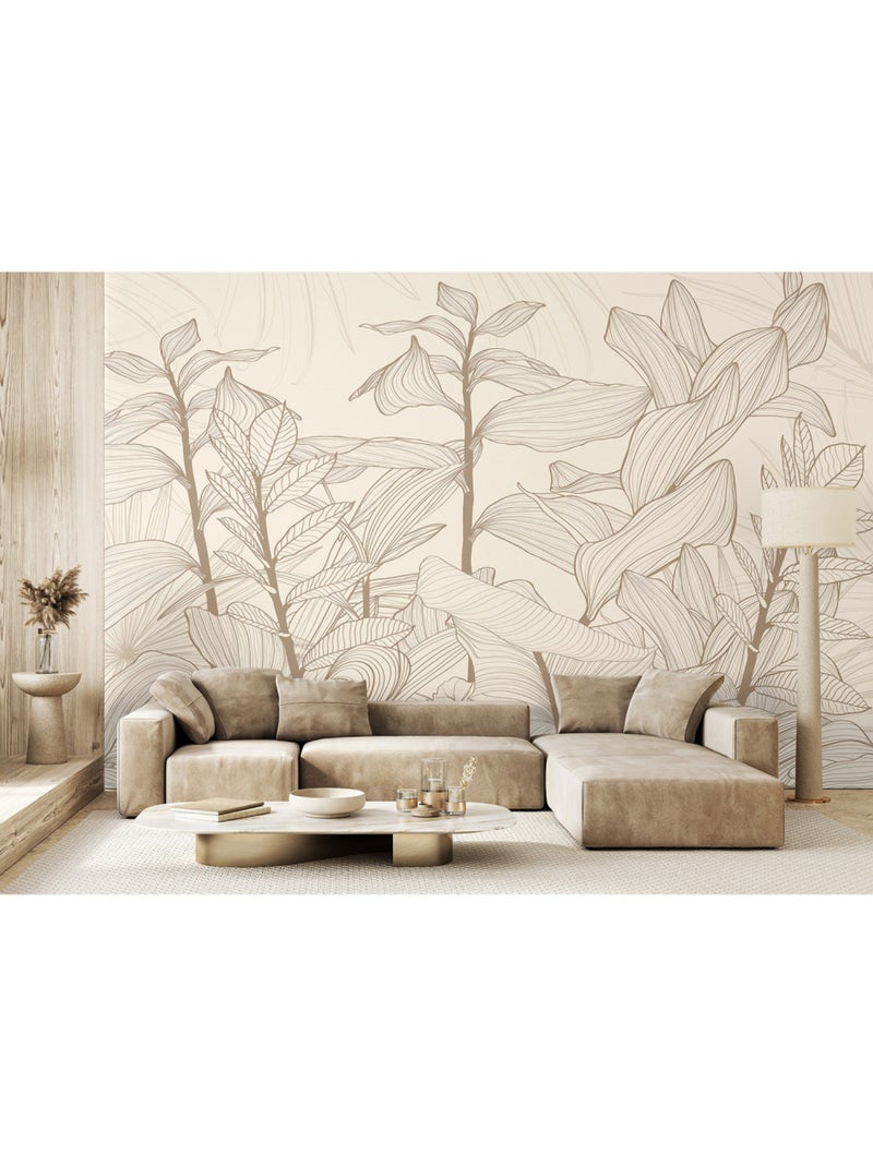 Papier peint intissé - Lignes tropicales sans couture - 375x270 cm Multicolore - Kiabi