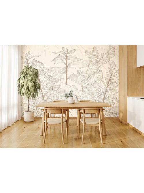 Papier peint intissé - Lignes tropicales sans couture - 375x270 cm - Kiabi