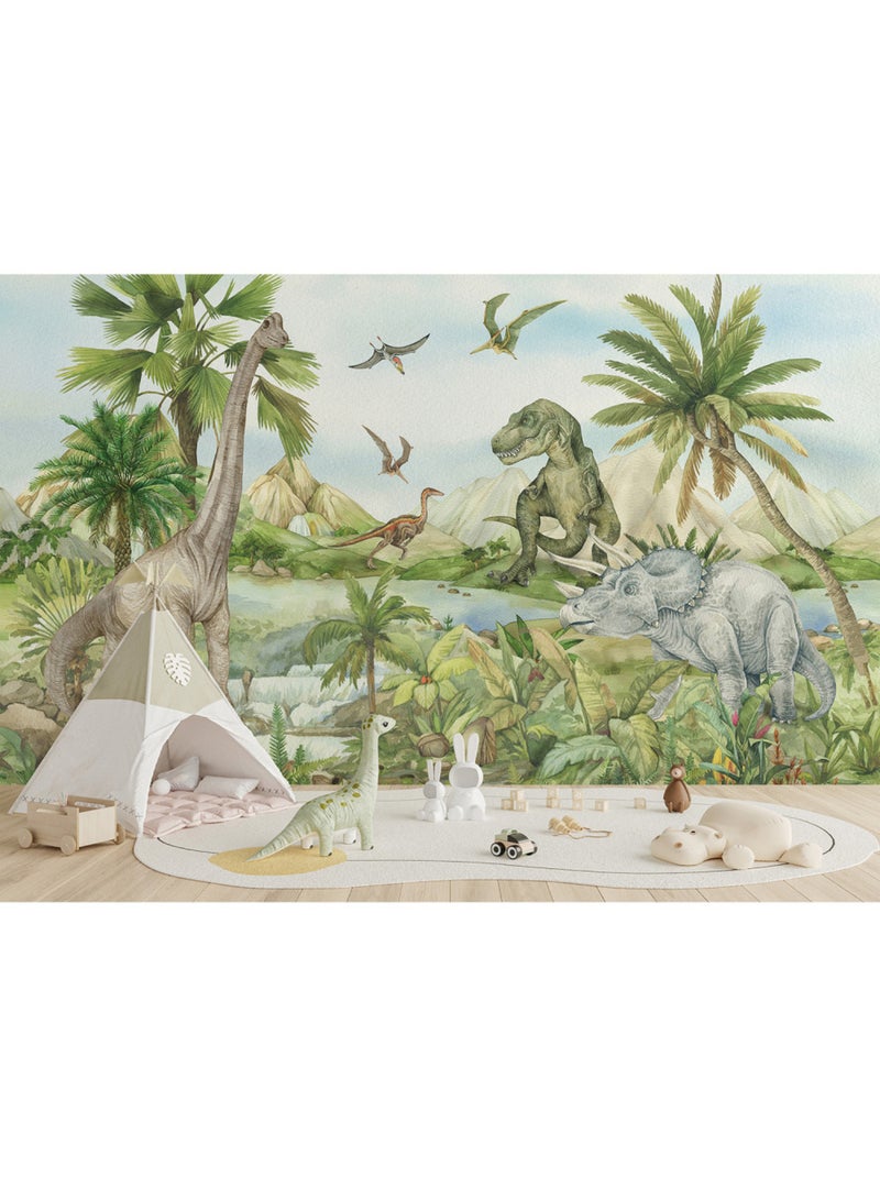 Papier peint intissé - Monde des dinosaures - 375x270 cm Multicolore - Kiabi