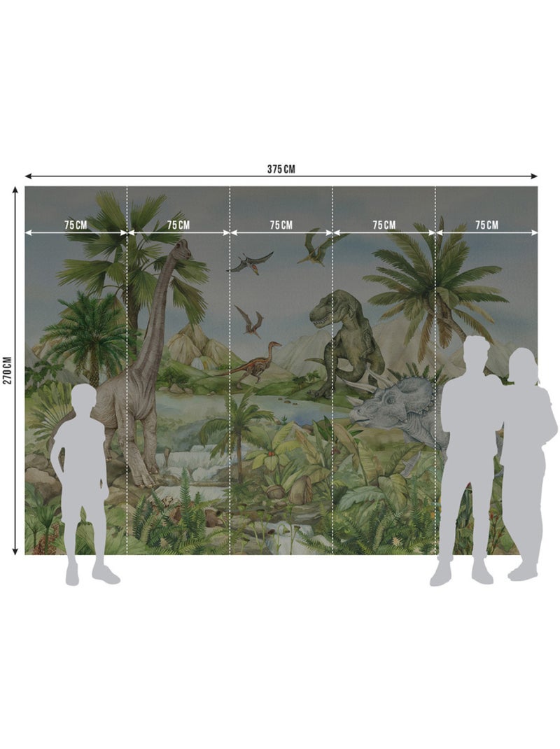 Papier peint intissé - Monde des dinosaures - 375x270 cm Multicolore - Kiabi