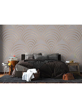 Papier peint intissé - Mosaïque de paon foncé - 375x270 cm