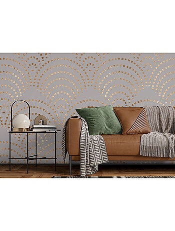 Papier peint intissé - Mosaïque de paon foncé - 375x270 cm
