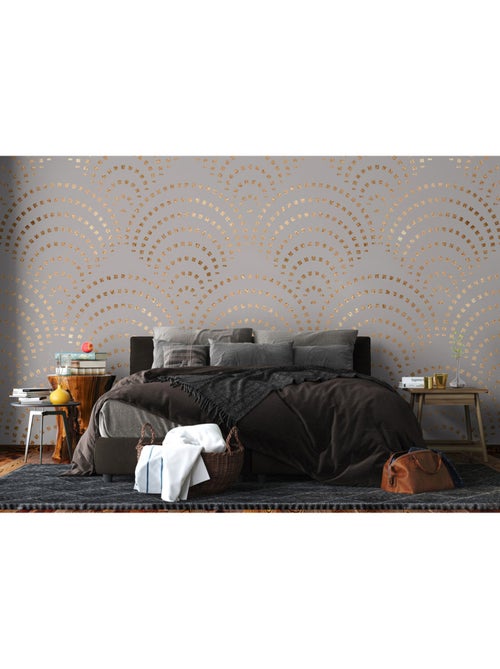 Papier peint intissé - Mosaïque de paon foncé - 375x270 cm - Kiabi