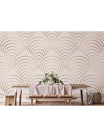 Papier peint intissé - Mosaïque Paon Beige - 375x270 cm