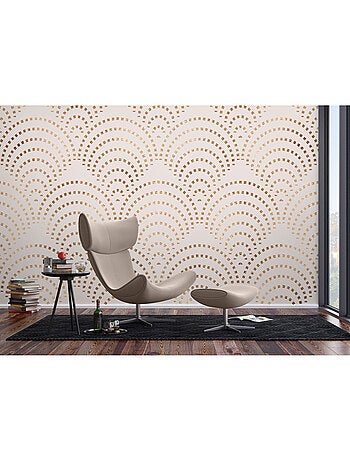 Papier peint intissé - Mosaïque Paon Beige - 375x270 cm