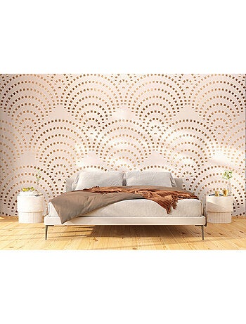 Papier peint intissé - Mosaïque Paon Beige - 375x270 cm