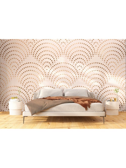 Papier peint intissé - Mosaïque Paon Beige - 375x270 cm - Kiabi