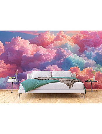 Papier peint intissé - Nuages pastels multicolores - 375x270 cm