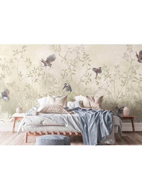 Papier peint intissé - Oiseaux pastel - 375x270 cm - Kiabi