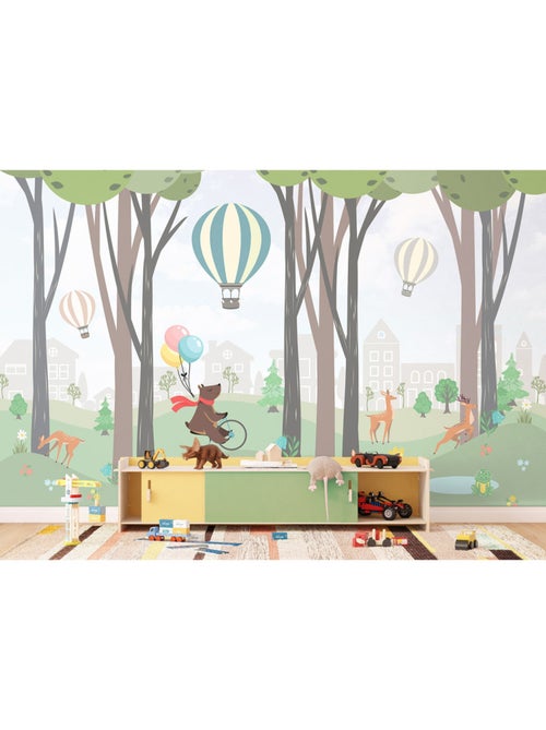 Papier peint intissé - Ours avec des ballons - 375x270 cm - Kiabi