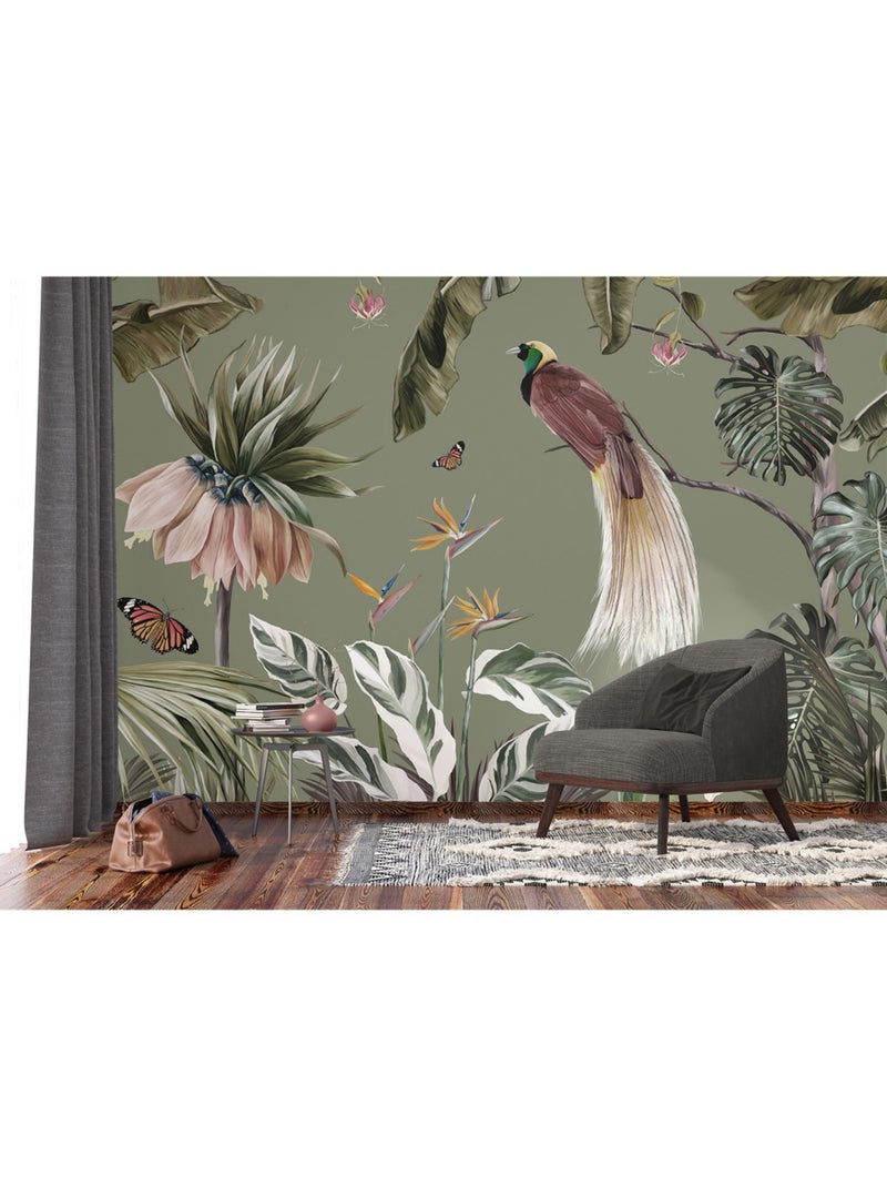 Papier peint intissé - Paon dans la jungle - 375x270 cm Multicolore - Kiabi